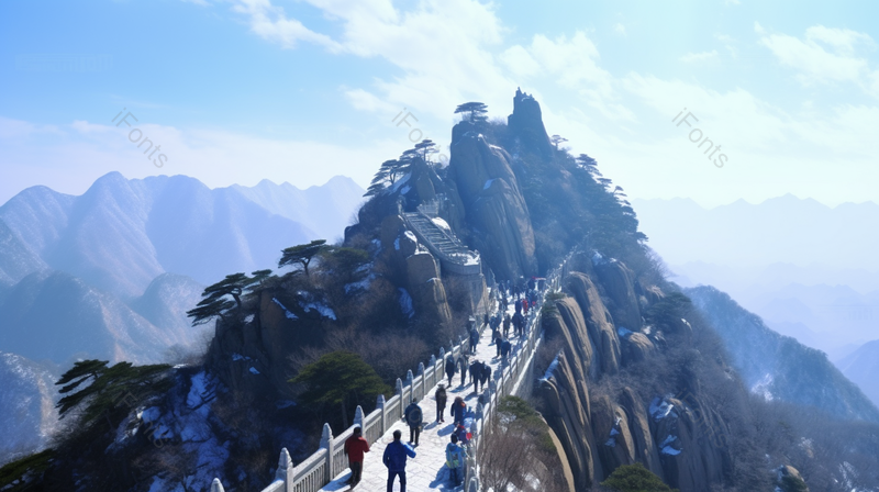 碧空万里泰山风景区户外攀爬崇山峻岭,高清,摄影图,摄影图片,图片大全,摄影图免费下载